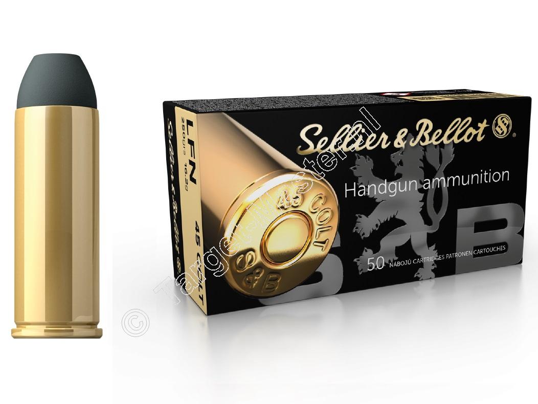 Sellier & Bellot LFN Munitie .45 Colt 250 grain Lead Flat Nose verpakking 50